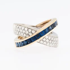 ALFIERI & ST JOHN - bague en or, diamants et saphirs bleus