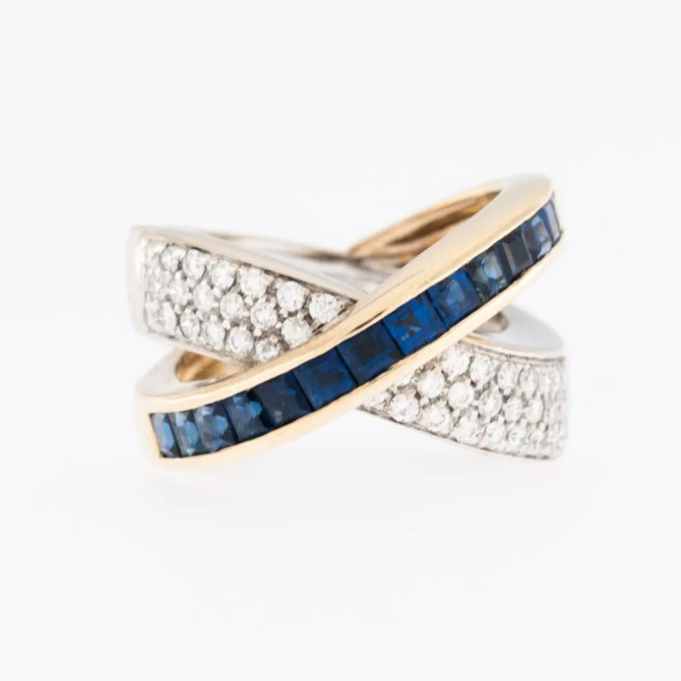 ALFIERI & ST JOHN - bague en or, diamants et saphirs bleus