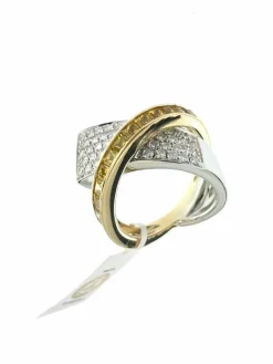 ALFIERI & ST JOHN - Bague en or, saphirs jaunes et diamants certificat IGI