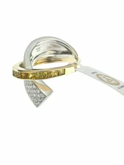 ALFIERI & ST JOHN - Bague en or, saphirs jaunes et diamants certificat IGI