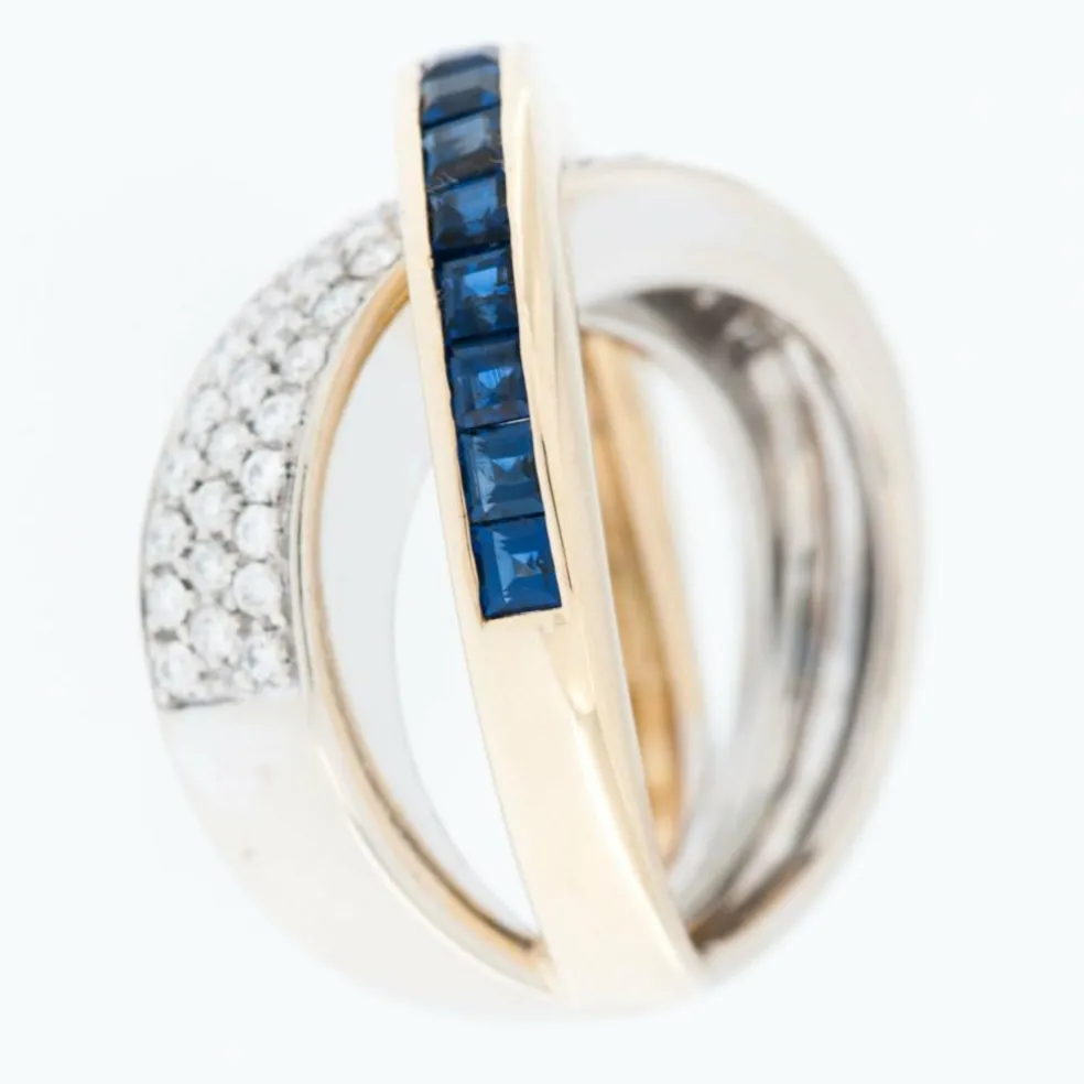 ALFIERI & ST JOHN - bague en or, diamants et saphirs bleus