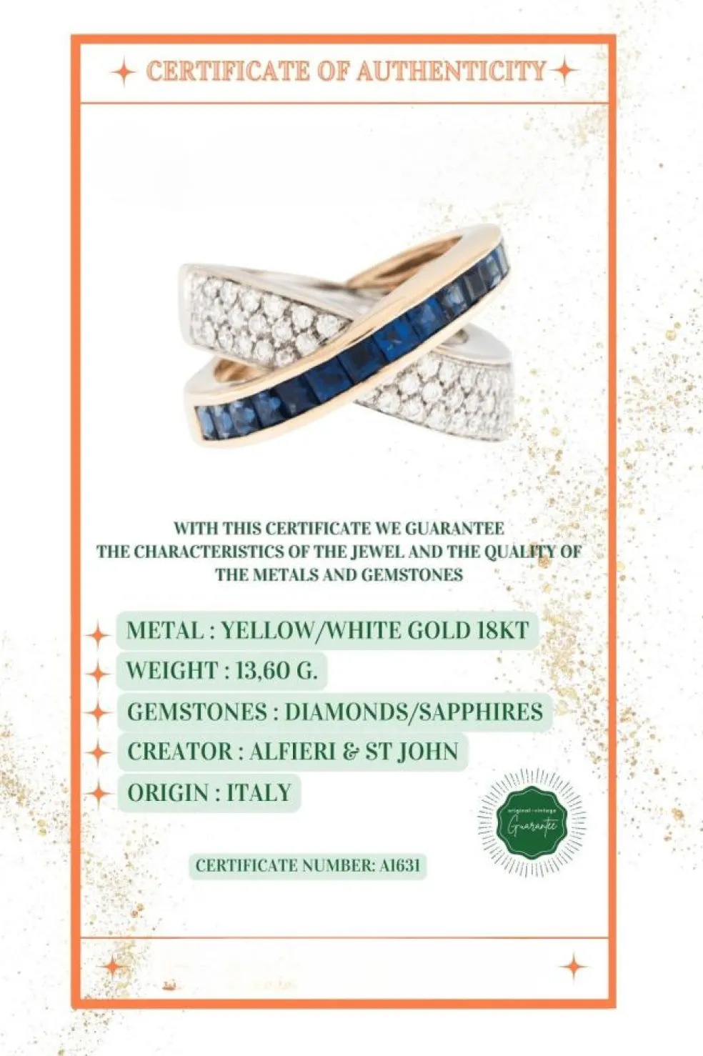 ALFIERI & ST JOHN - bague en or, diamants et saphirs bleus