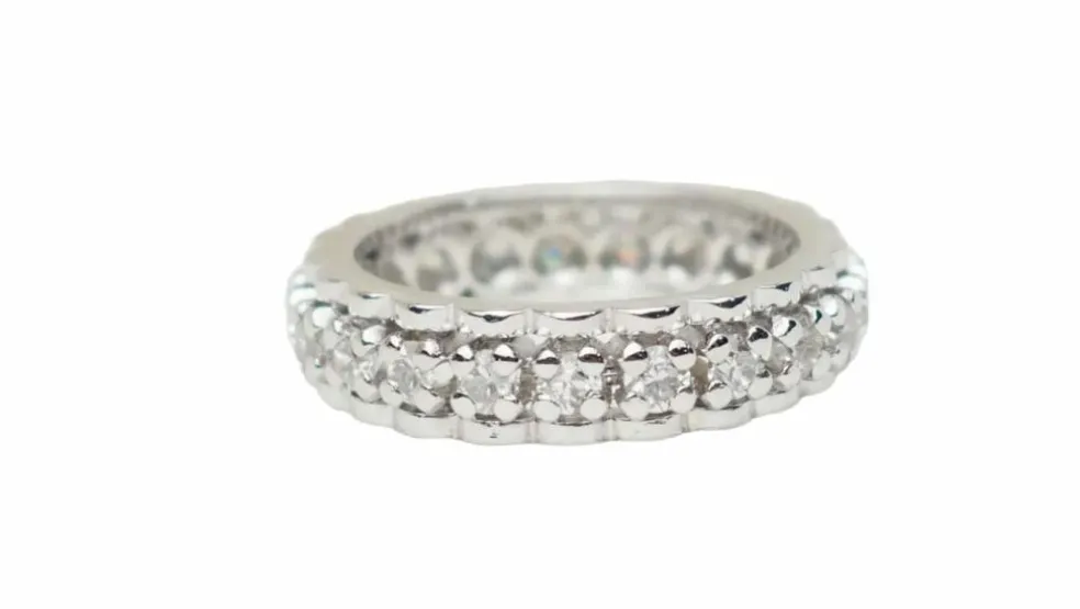 Alliance américaine ancienne or blanc et diamants