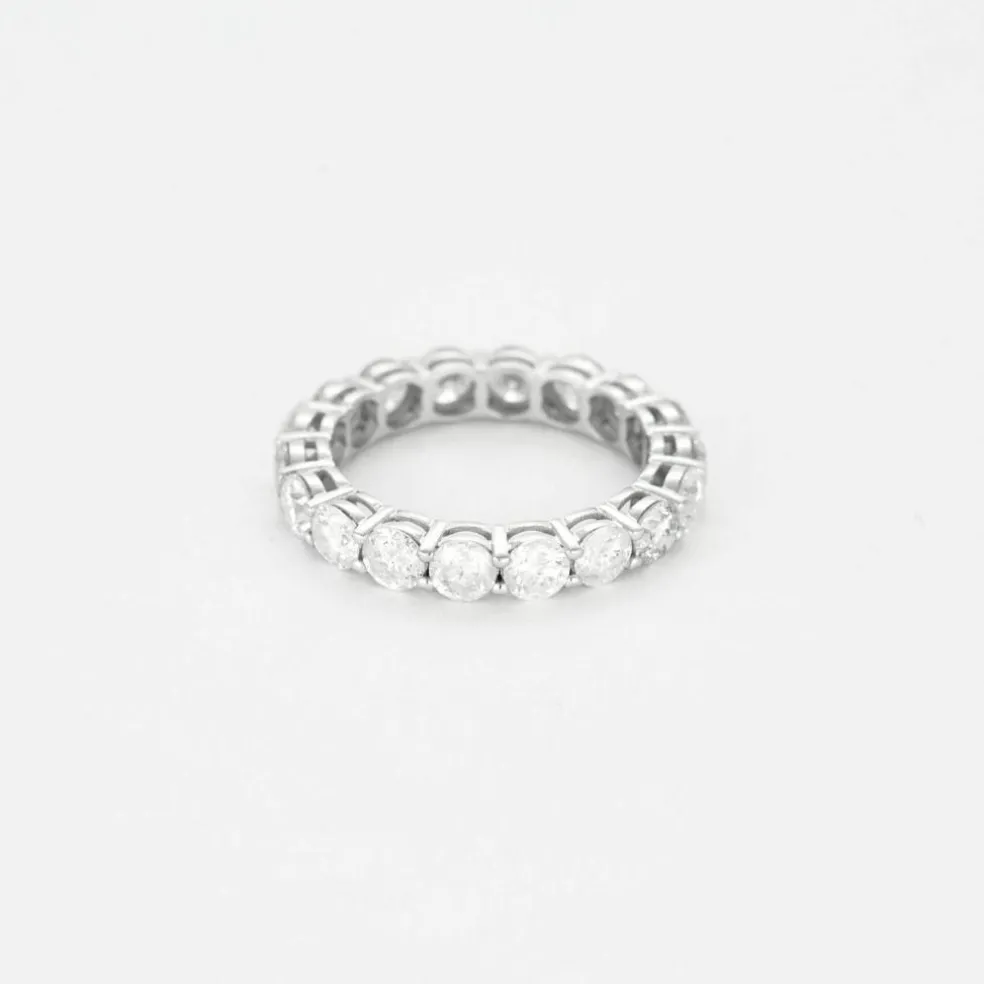 Alliance américaine en or gris et diamants