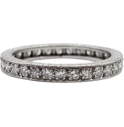 Alliance américaine or blanc 18k et 0,93 carats diamant et monture ciselée