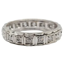 Alliance américaine or blanc 18k ornée de 0,38 carats de diamants taillés en brillants
