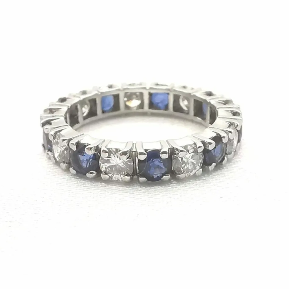 Alliance américaine Or blanc Diamants et Saphirs