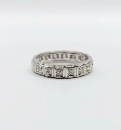 Alliance américaine or blanc 18k ornée de 0,38 carats de diamants taillés en brillants
