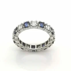 Alliance américaine Or blanc Diamants et Saphirs