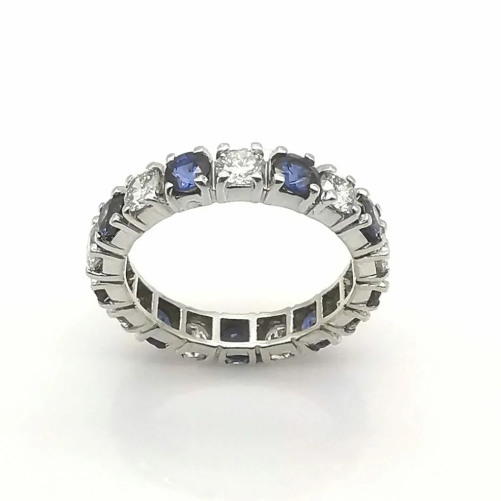 Alliance américaine Or blanc Diamants et Saphirs