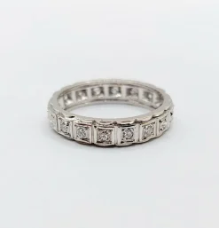 Alliance américaine or blanc 18k ornée de 0,38 carats de diamants taillés en brillants