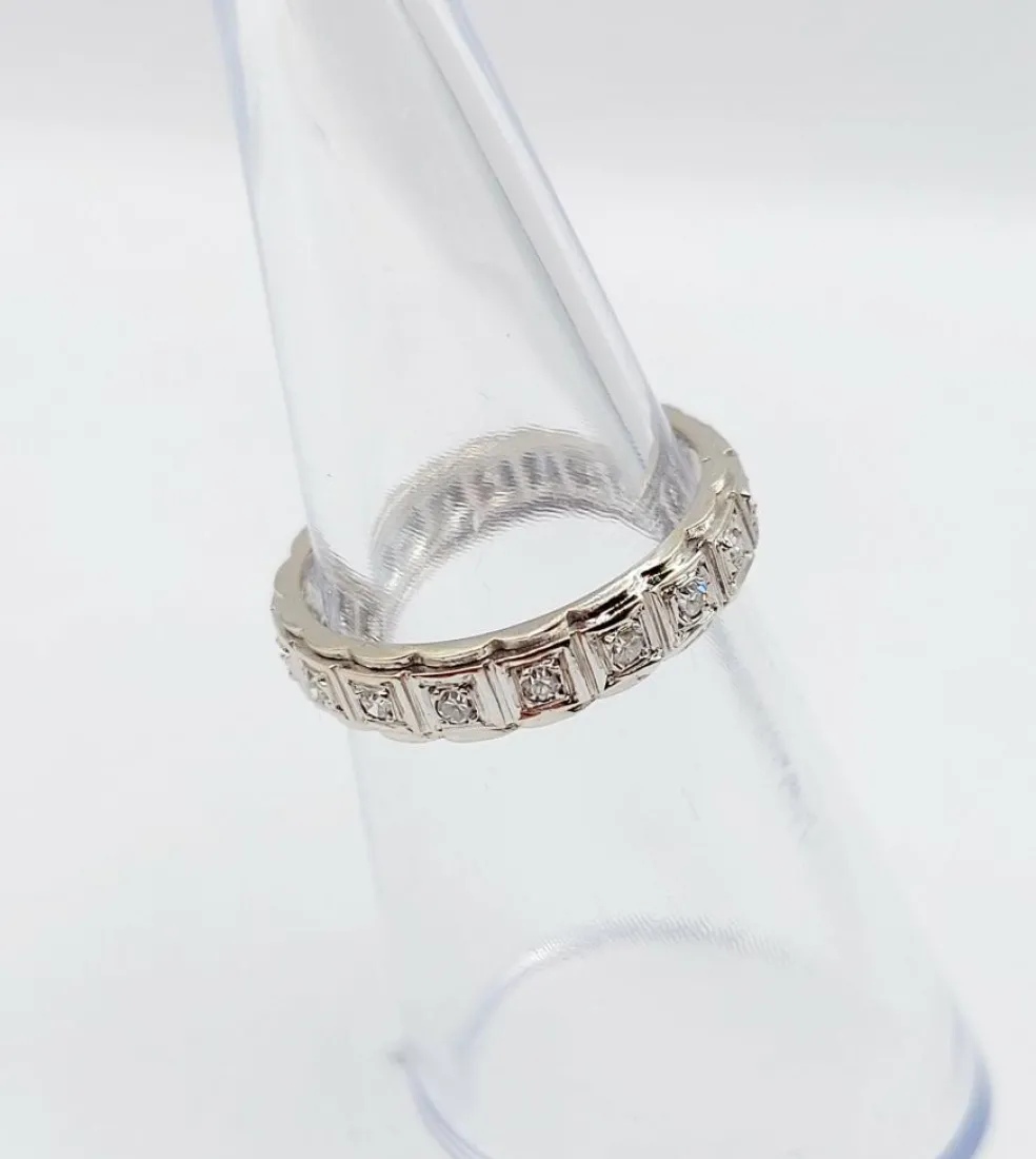 Alliance américaine or blanc 18k ornée de 0,38 carats de diamants taillés en brillants