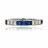 Alliance ancienne en platine saphirs calibrés diamants