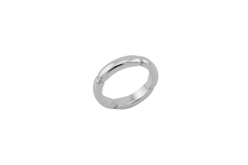 Alliance avec motif géométrique en or blanc