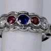 Alliance Bague Diamant Saphir et Rubis Or blanc