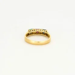 Alliance cocktail or jaune saphir rubis émeraude diamants