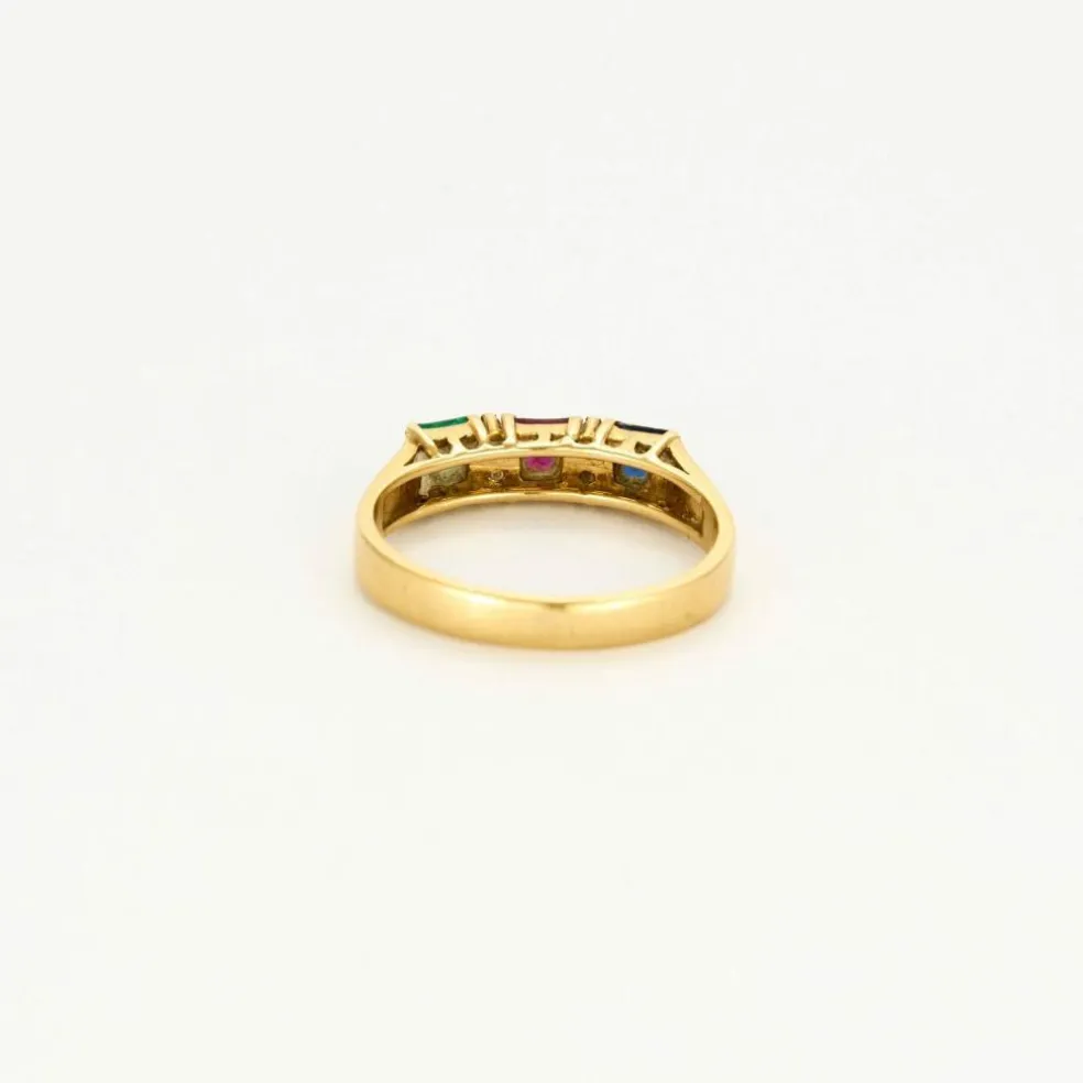 Alliance cocktail or jaune saphir rubis émeraude diamants