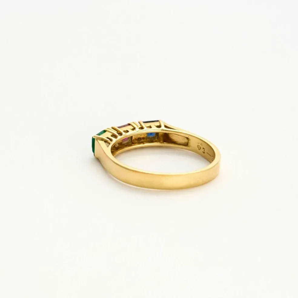 Alliance cocktail or jaune saphir rubis émeraude diamants