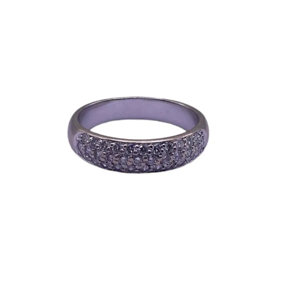 Alliance Demi Tour Or Blanc 18k Diamants