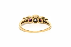 Alliance demi-américaine contemporaine en or jaune 18 carats sertie de rubis et de diamants