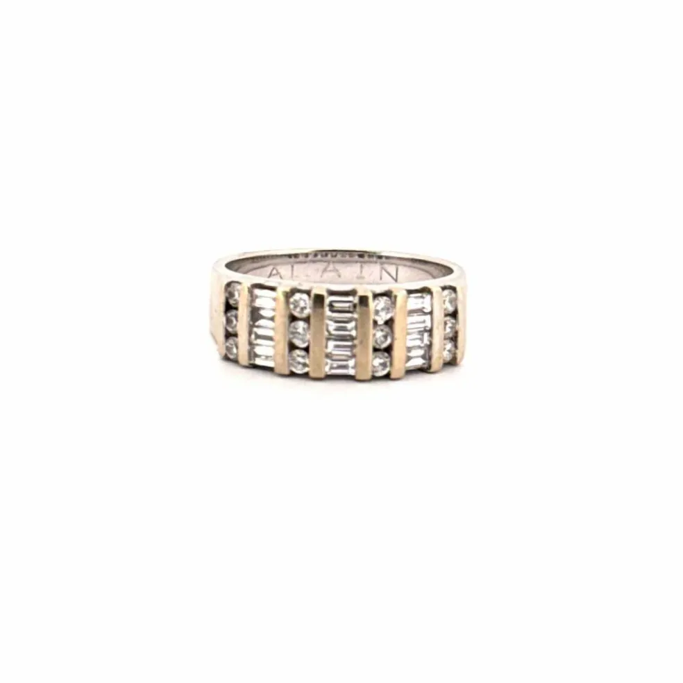 Alliance demi-tour or blanc diamant