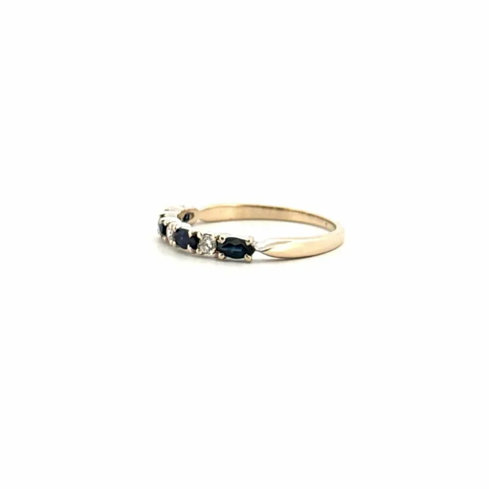 Alliance Demi-Tour Or Blanc 18 k Diamants & Saphirs