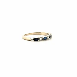 Alliance Demi-Tour Or Blanc 18 k Diamants & Saphirs