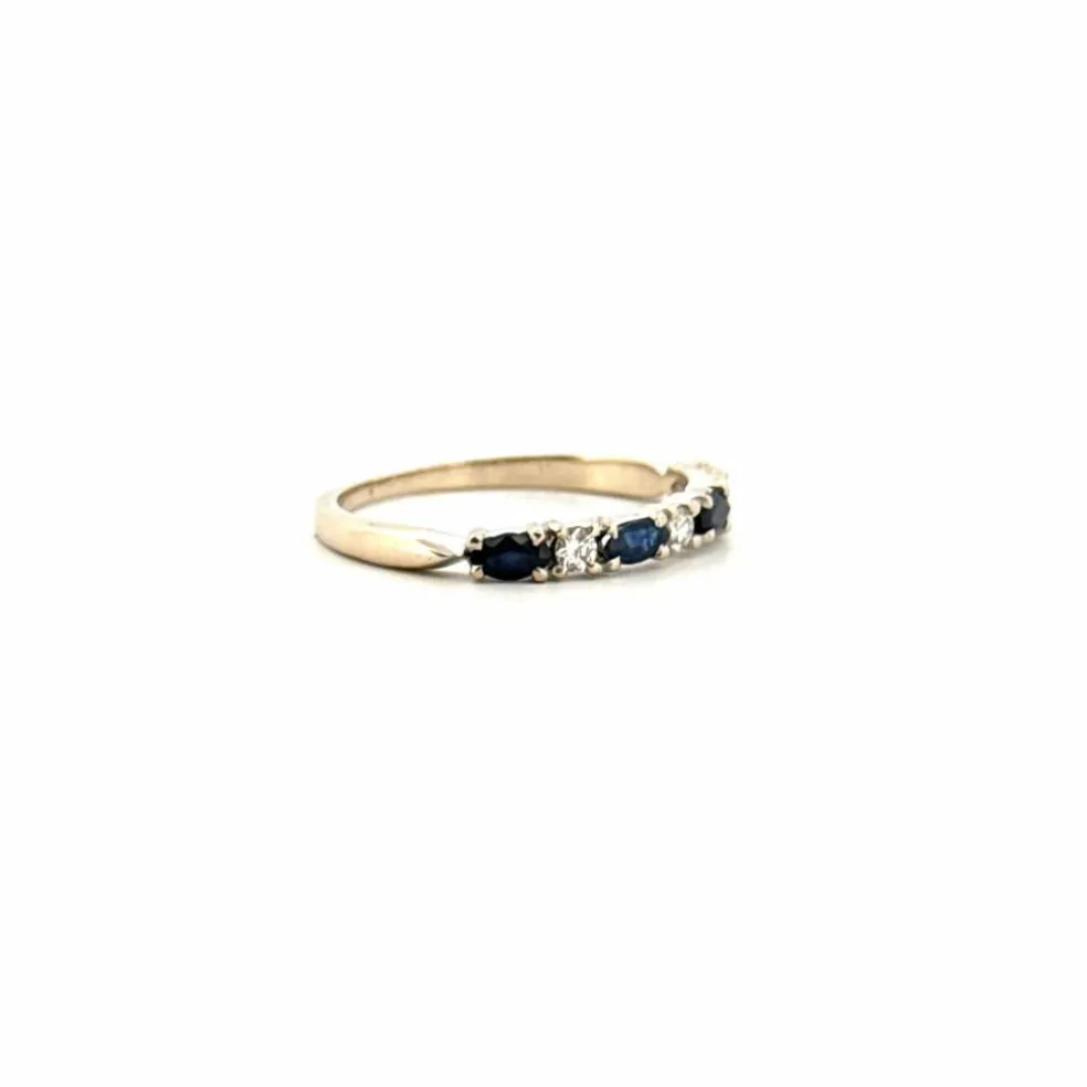 Alliance Demi-Tour Or Blanc 18 k Diamants & Saphirs