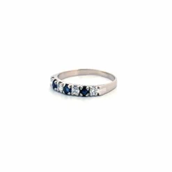 Alliance Demi-Tour Or blanc, Diamants & Saphirs