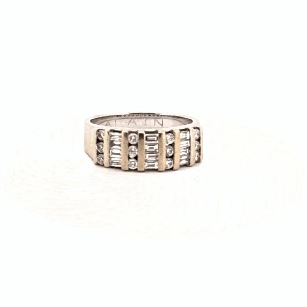 Alliance demi-tour or blanc diamant