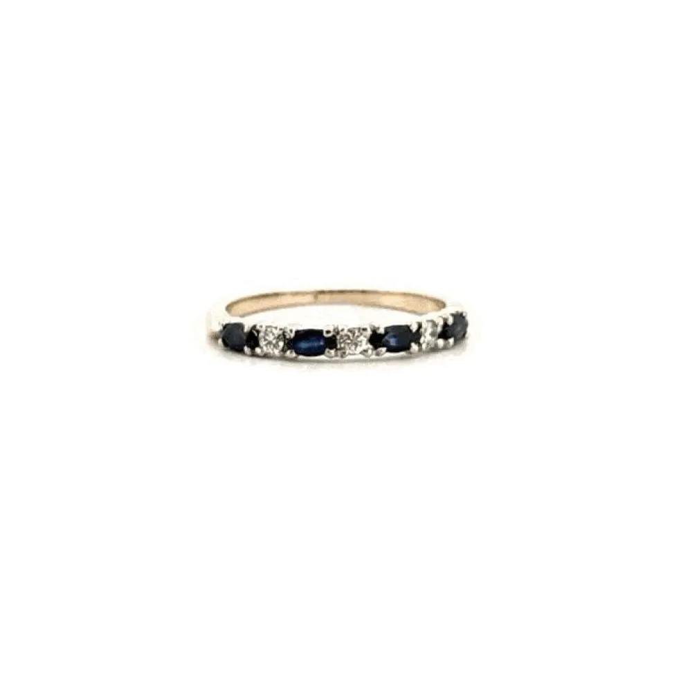 Alliance Demi-Tour Or Blanc 18 k Diamants & Saphirs