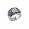 Alliance en or blanc avec diamants et saphirs