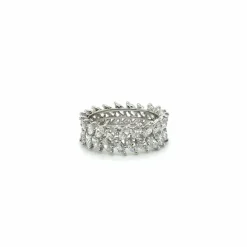 Alliance or blanc - Diamants taille marquise