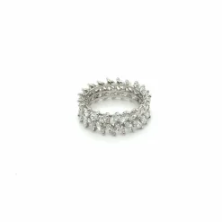 Alliance or blanc - Diamants taille marquise