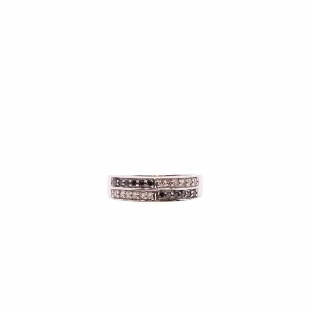 Alliance Or blanc Diamants blancs et noirs