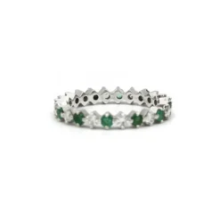 Alliance Or blanc Diamants Emeraudes