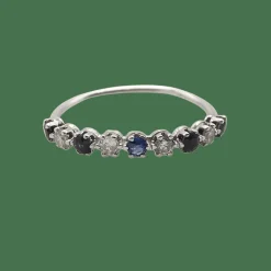 Alliance or blanc diamants et saphirs