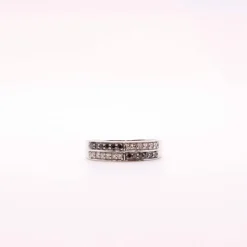 Alliance Or blanc Diamants blancs et noirs