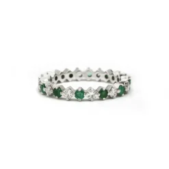 Alliance Or blanc Diamants Emeraudes