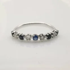 Alliance or blanc diamants et saphirs