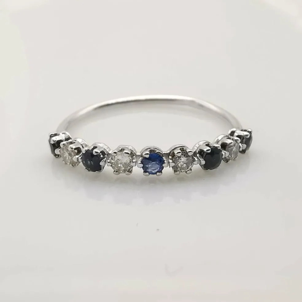 Alliance or blanc diamants et saphirs