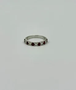 Alliance or blanc diamants rubis
