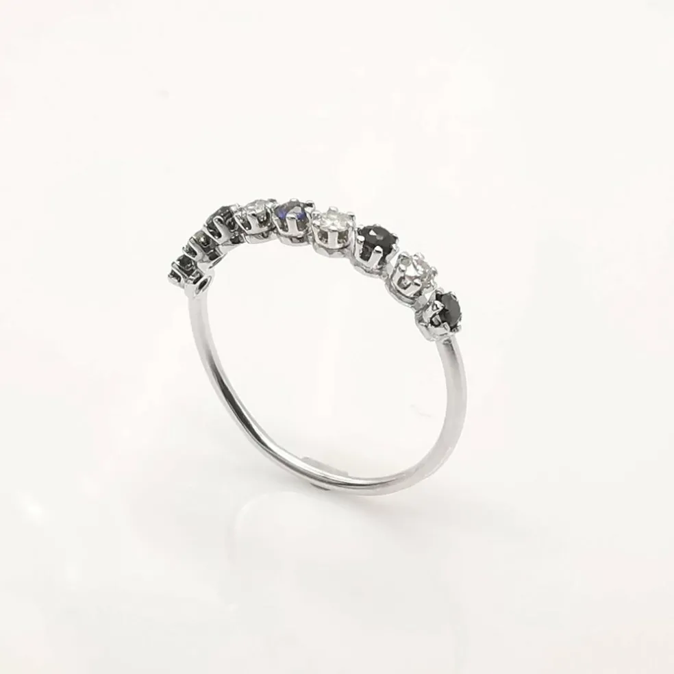Alliance or blanc diamants et saphirs