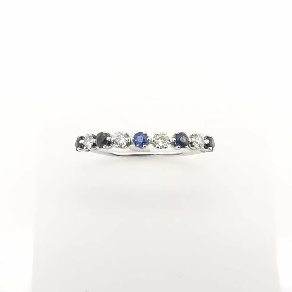 Alliance or blanc diamants et saphirs