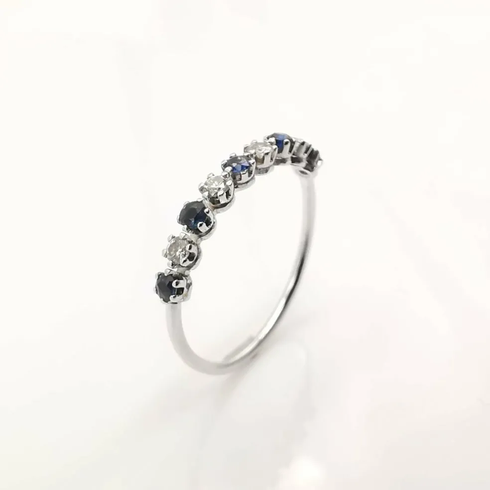 Alliance or blanc diamants et saphirs