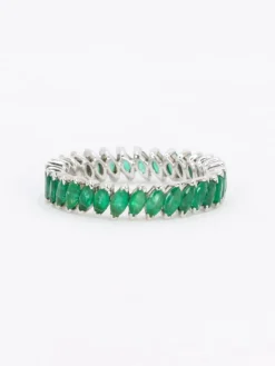 Alliance or blanc émeraudes taille marquise 2 carats