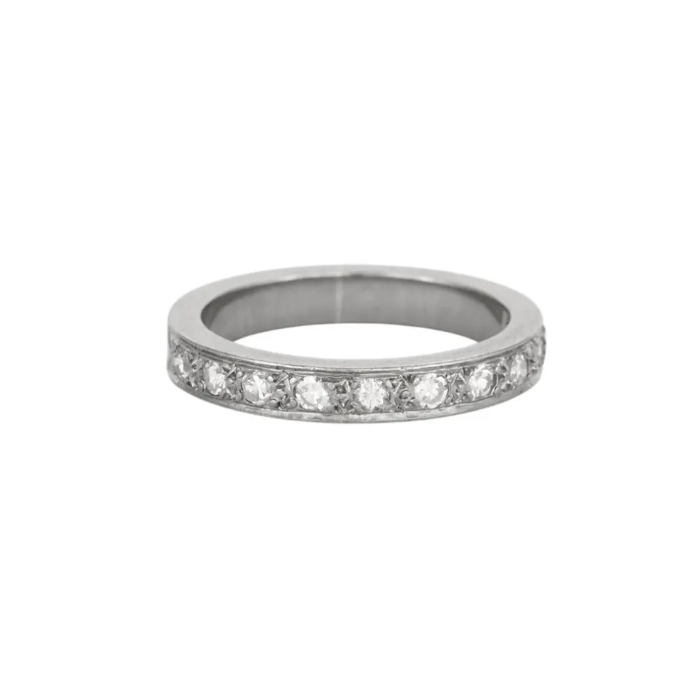Alliance or gris ornée de diamants