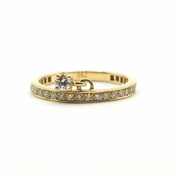 Alliance or jaune 18 carats sertie de diamants naturels