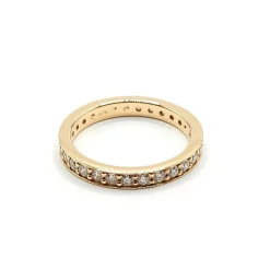 Alliance or rose sertie de diamants
