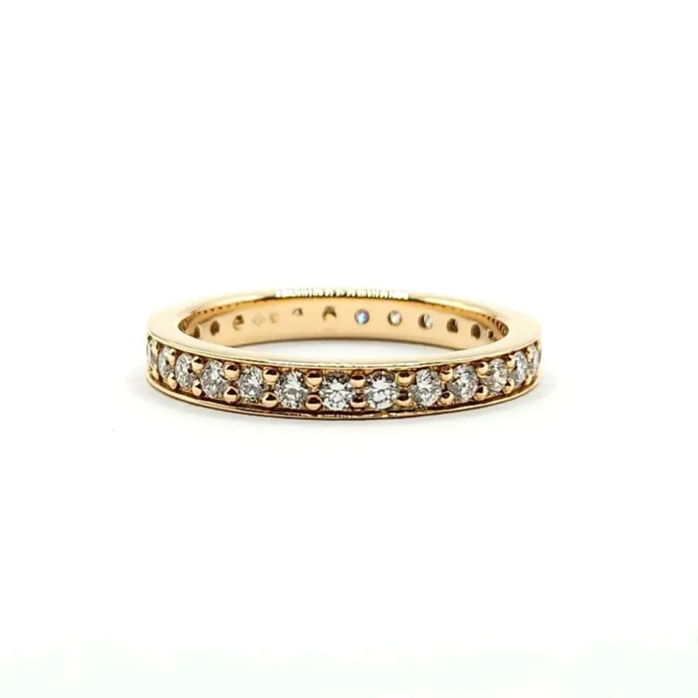 Alliance or rose sertie de diamants